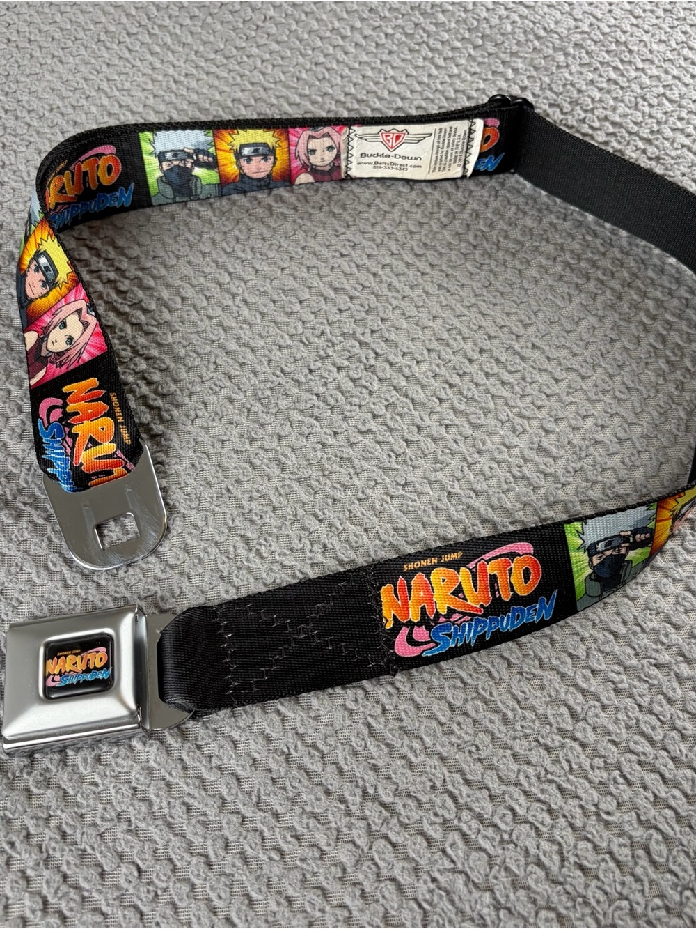 Buckle-Down Naruto Shippuden Black Multicolor Graphic Seatbelt Belt